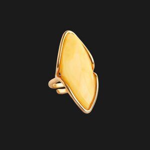Baltic Butterscotch Amber 14k Gold Plated Adjustable Ring Handmade